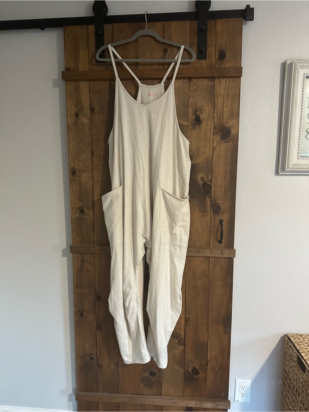 FP Movement by Free People Cream Strappy Relaxed Jumpsuit